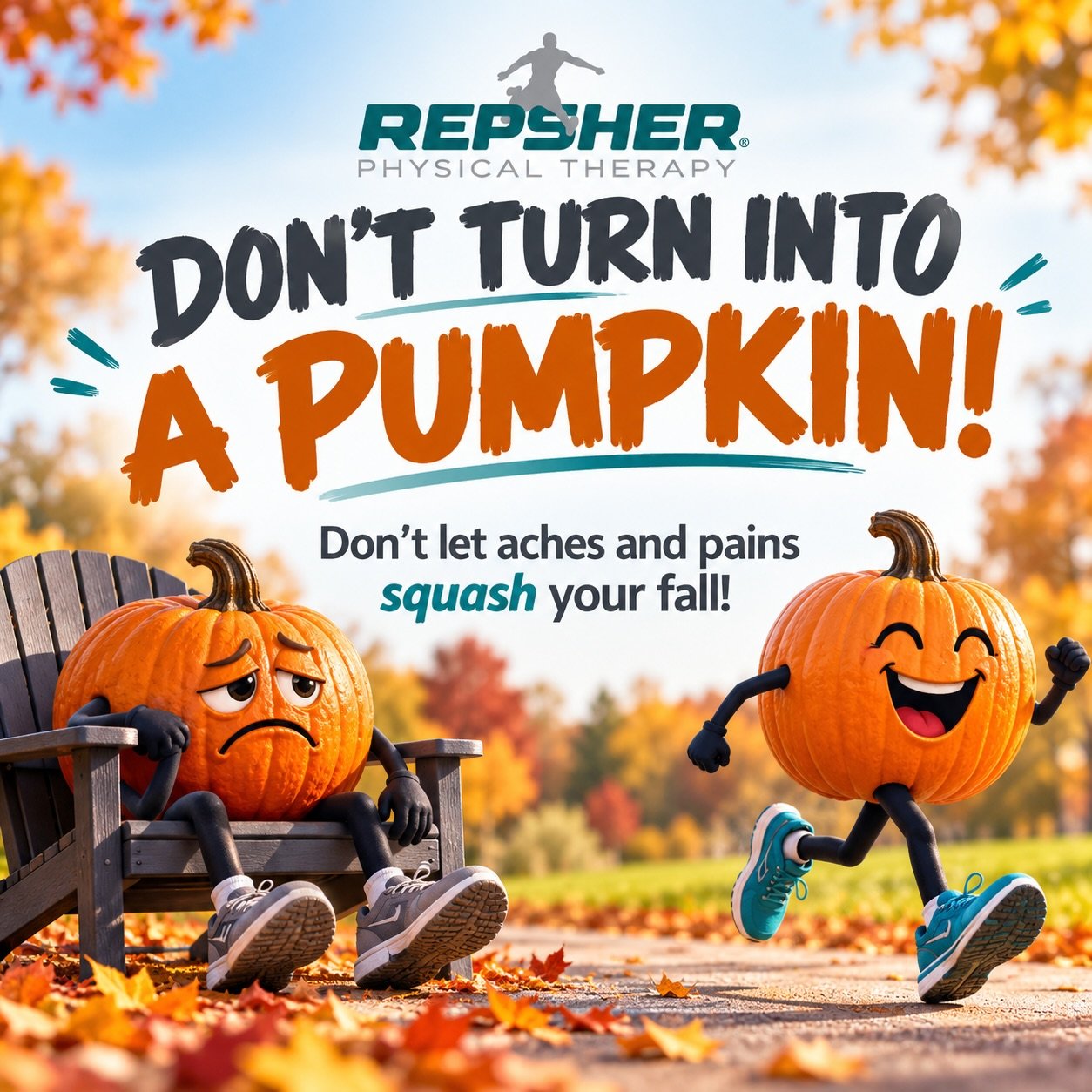🎃 Don&rsquo;t turn into a pumpkin this fall!

Cooler temperatures and shorter days can make it tempting to slow down, but movement is one of the best ways to keep your body feeling its best.

Whether you&rsquo;re dealing with stiffness, nagging ache