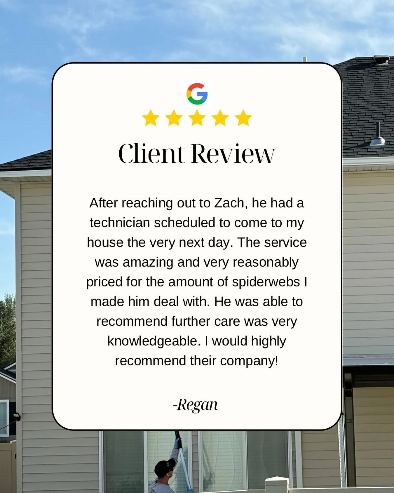 ⭐️⭐️⭐️⭐️⭐️
Another happy client! 🙌
We’re so thankful for Regan’s kind words: fast scheduling, fair pricing, and knowledgeable care are what we’re all about at Batis Pest Control.
Ready to clear out the cobwebs and pests? Give us