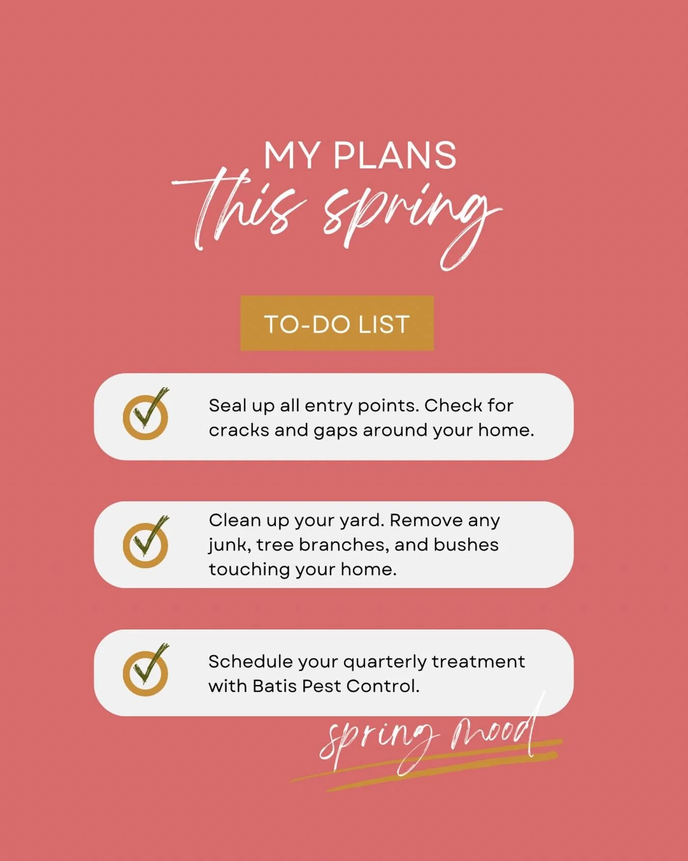 The weather is warming up and the bugs are starting to come out&hellip; and nobody wants uninvited creepy crawlers in their home. ☀️🐜🕷️

A little spring prep goes a long way in keeping your home clean, comfortable, and pest-free. If you&rsquo;d rat