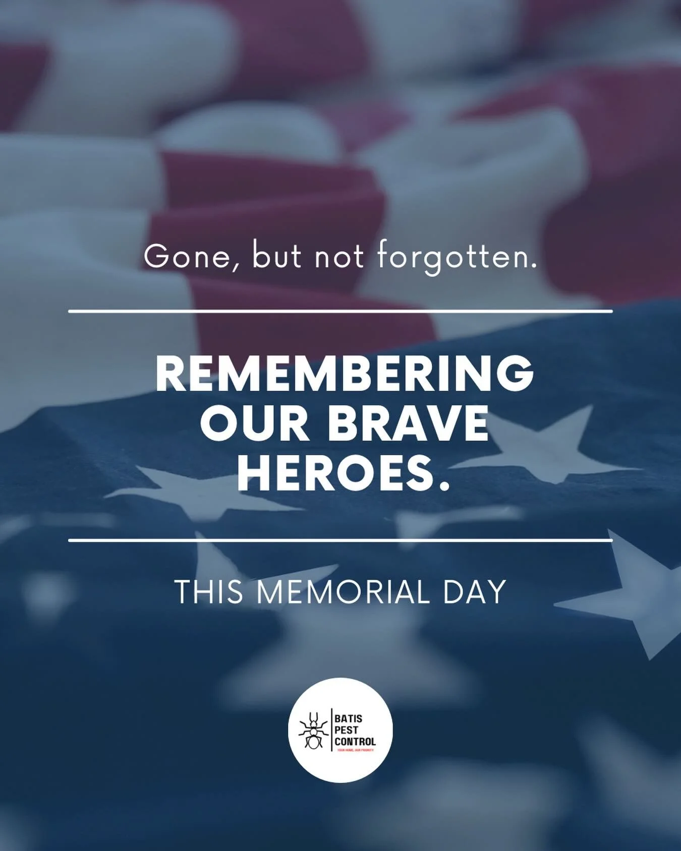 Today we remember and honor the brave men and women who gave their lives for our country 🇺🇸 Thank you to all who have served and sacrificed! ❤️🤍💙

#MemorialDay #BatisPestControl #BoiseIdaho #TreasureValley #RememberAndHonor