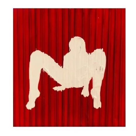 Red Curtain I Acrylic on ZipperI 12"x12" I 2019