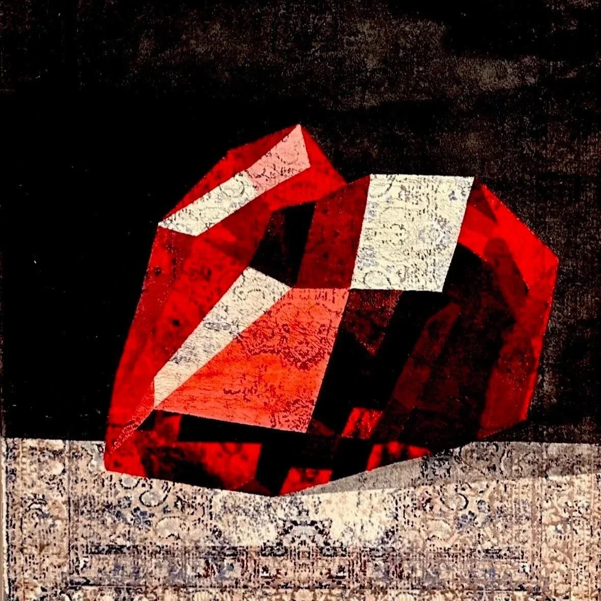 Red Gem I Oil on textile/reclaimed carpet I 
86"x63" I 2019