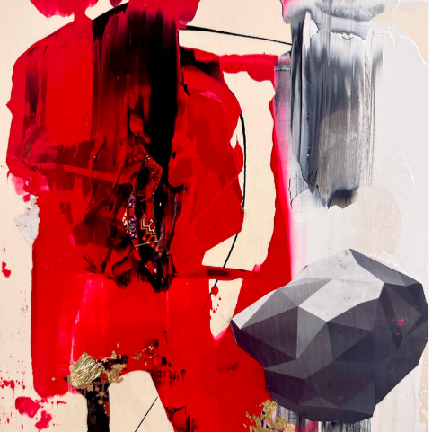 Silver Gem 2 I Acrylic and oil on canvas I 48"x48" I 2025
