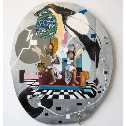Raaz-e-Ulfat And The Little Bee I  I 4.7"x3.11" ft I Oil on Metal I 2023