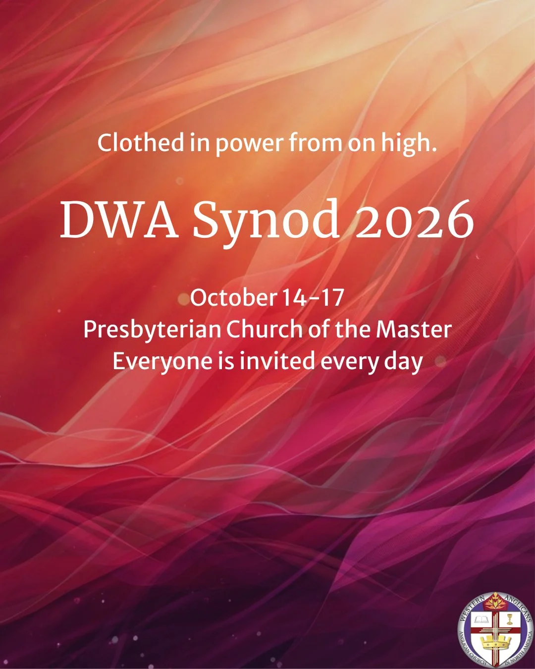 Save the date! Synod is coming!⁠
When: October 14-17⁠
Theme  Clothed with Power from on High⁠
Where: The Presbyterian Church of the Master in Mission Viejo⁠
⁠
All of Synod will be for everyone from beginning to end