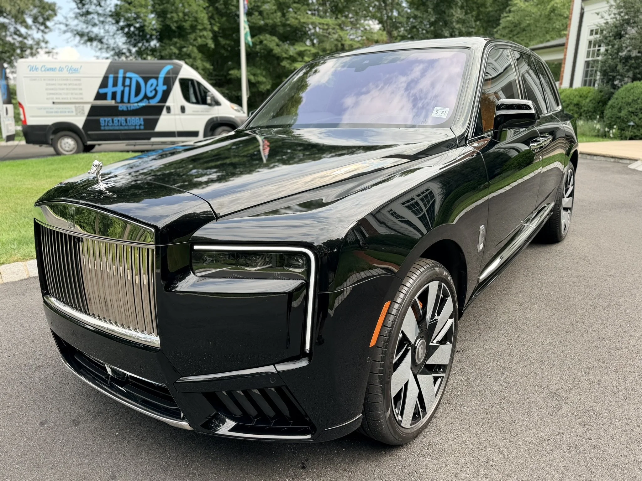 Professionally ceramic coated black Rolls-Royce SUV by Hi-Def Auto Detailing in Roxbury, NJ.
