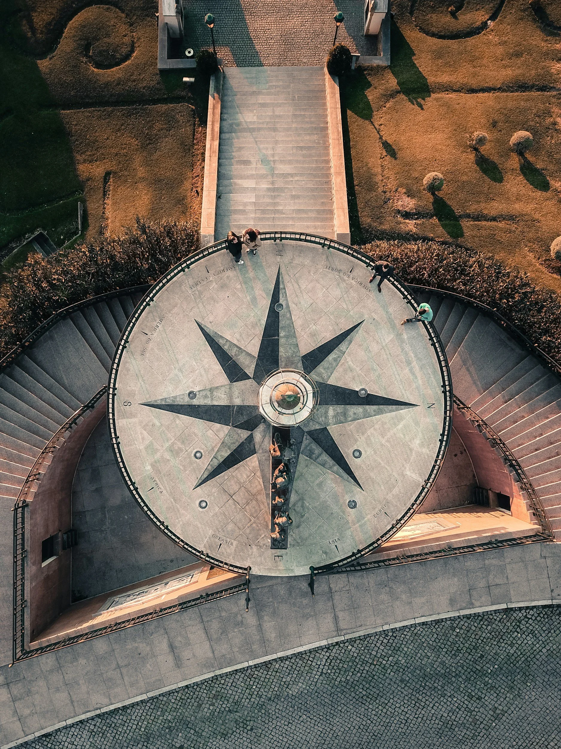 Aerial view of a large compass, representing direction and the idea of an inner compass.