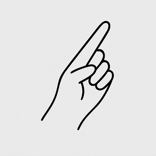 Line drawing of a hand with the index finger pointing up