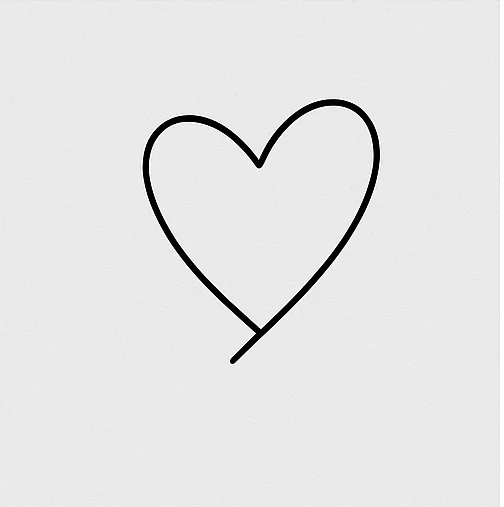 A simple black outline of a heart shape on a plain white background.