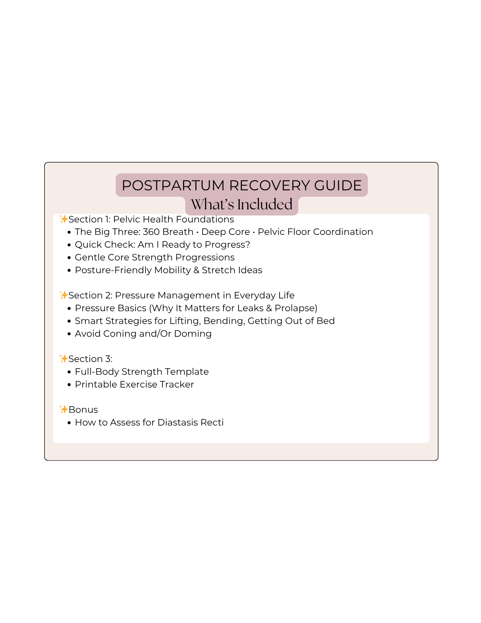 Postpartum Recovery Guide for Busy Moms | Printable Core Healing ...