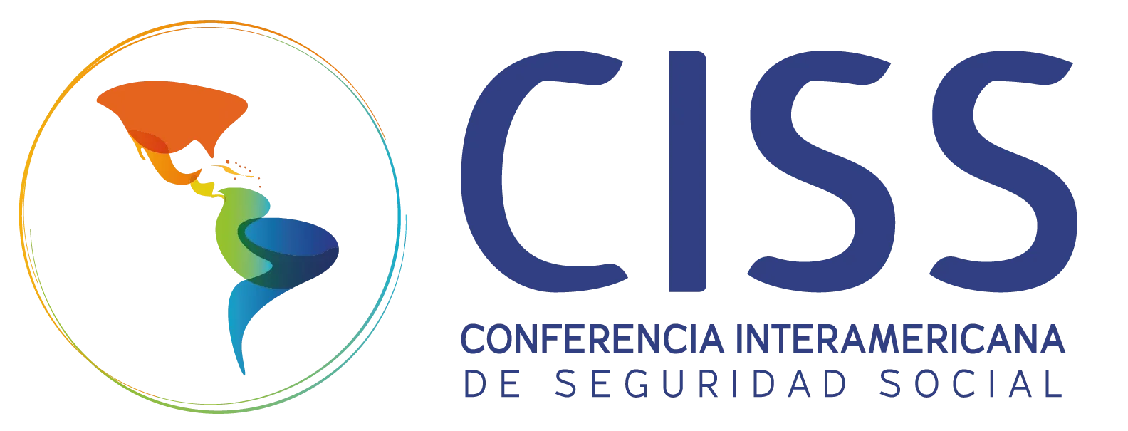 Logotipo de la Conferencia Interamericana de Seguridad Social (CISS), con un globo terráqueo con colores de América y el texto 'CISS' y 'Conferencia Interamericana de Seguridad Social'.