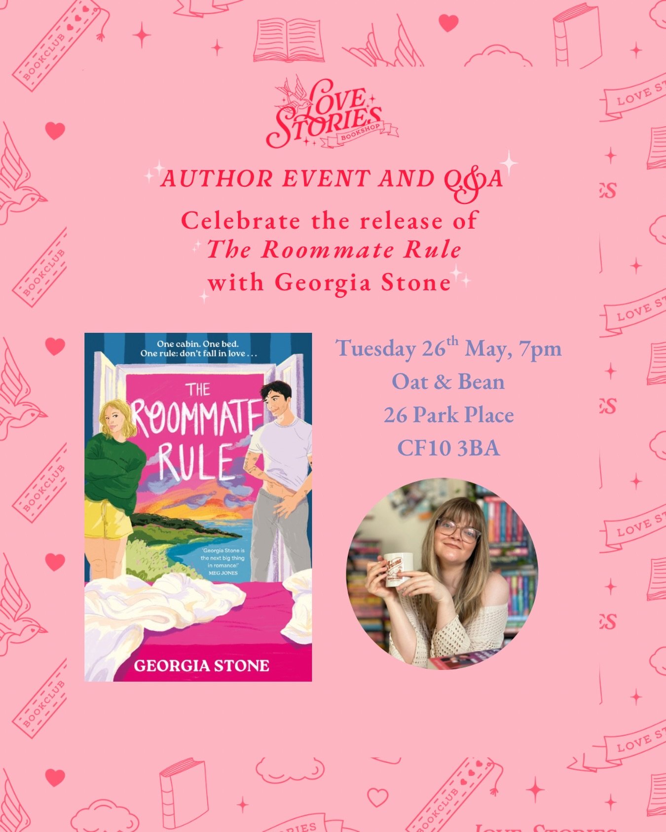 New event alert 💕

We are THRILLED to be hosting @georgiastonewrites to celebrate the release of The Roommate Rule (a Wales based romance!!! No, YOU&rsquo;RE too excited about this!) 🏴󠁧󠁢󠁷󠁬󠁳󠁿

Join us on Tuesday 26th May - tickets now availabl