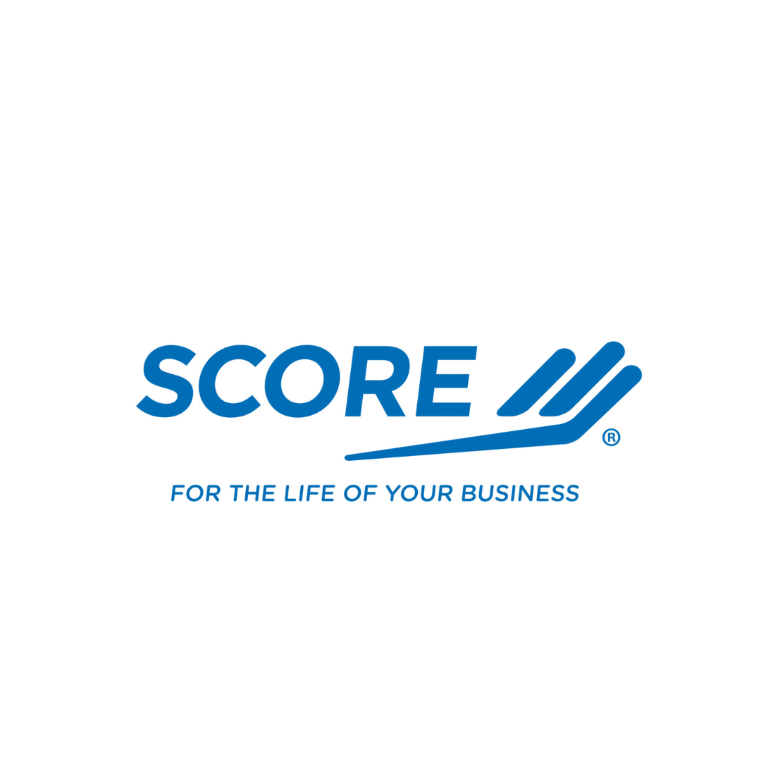 Logo for SCORE with the tagline 'For the Life of Your Business' in blue text.
