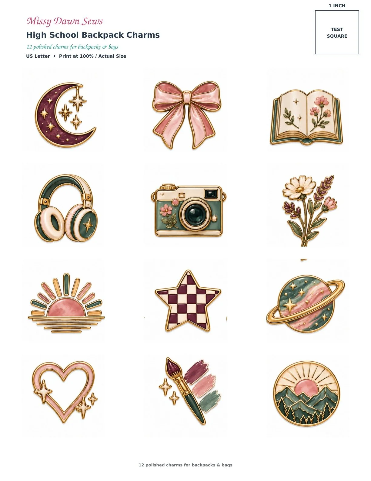 High School Backpack — Bag Charm PDF
