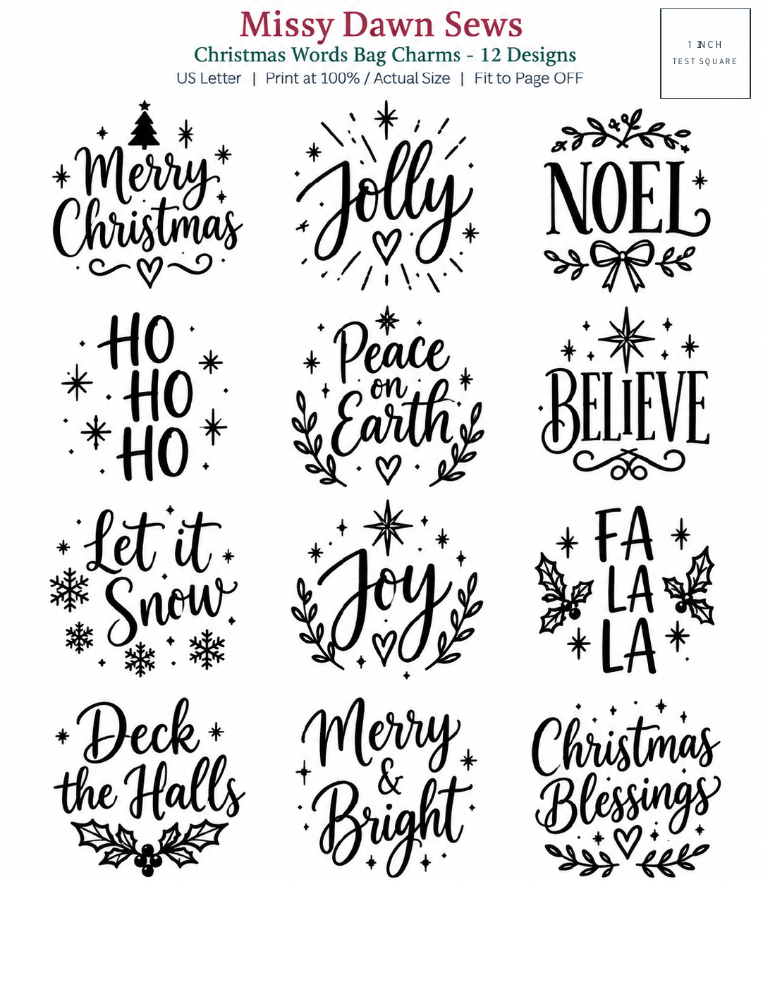 A Little Christmas Cheer — Bag Charm PDF