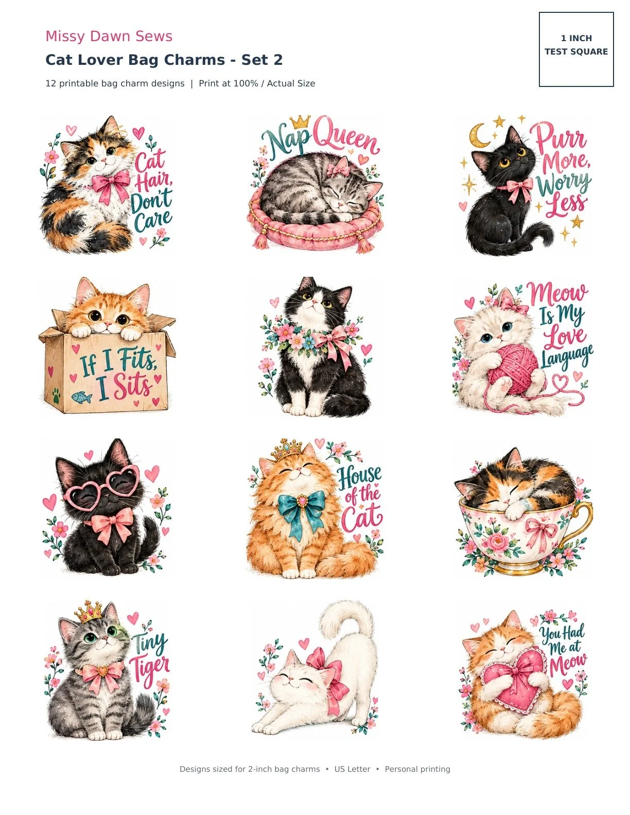 Cat Lover Set 2 — Bag Charm PDF