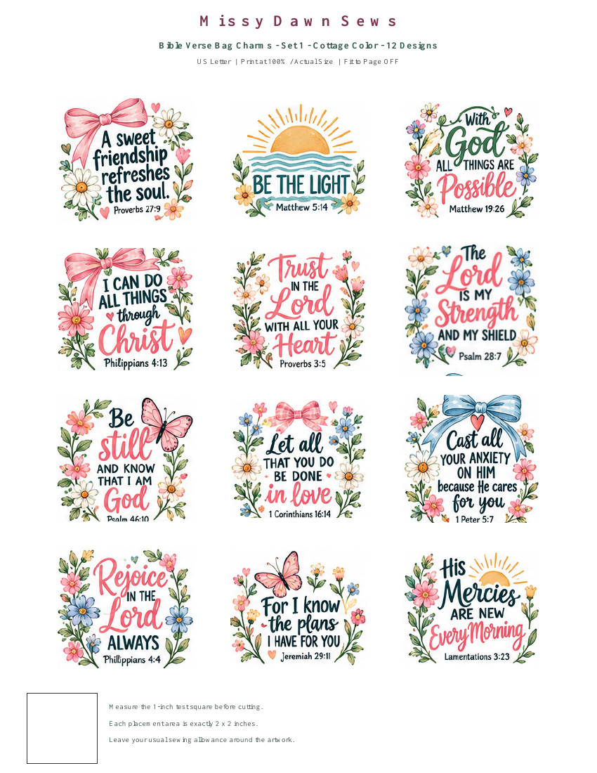 Faith in Every Stitch — Cottage Color — Bag Charm PDF