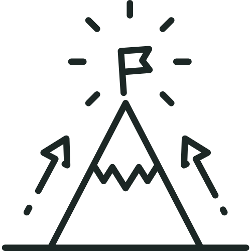 Line drawing of a teepee tent with a flag on top, surrounded by small lines and arrows indicating movement or excitement.