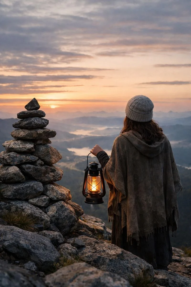 At the Summit, Lantern in Hand
