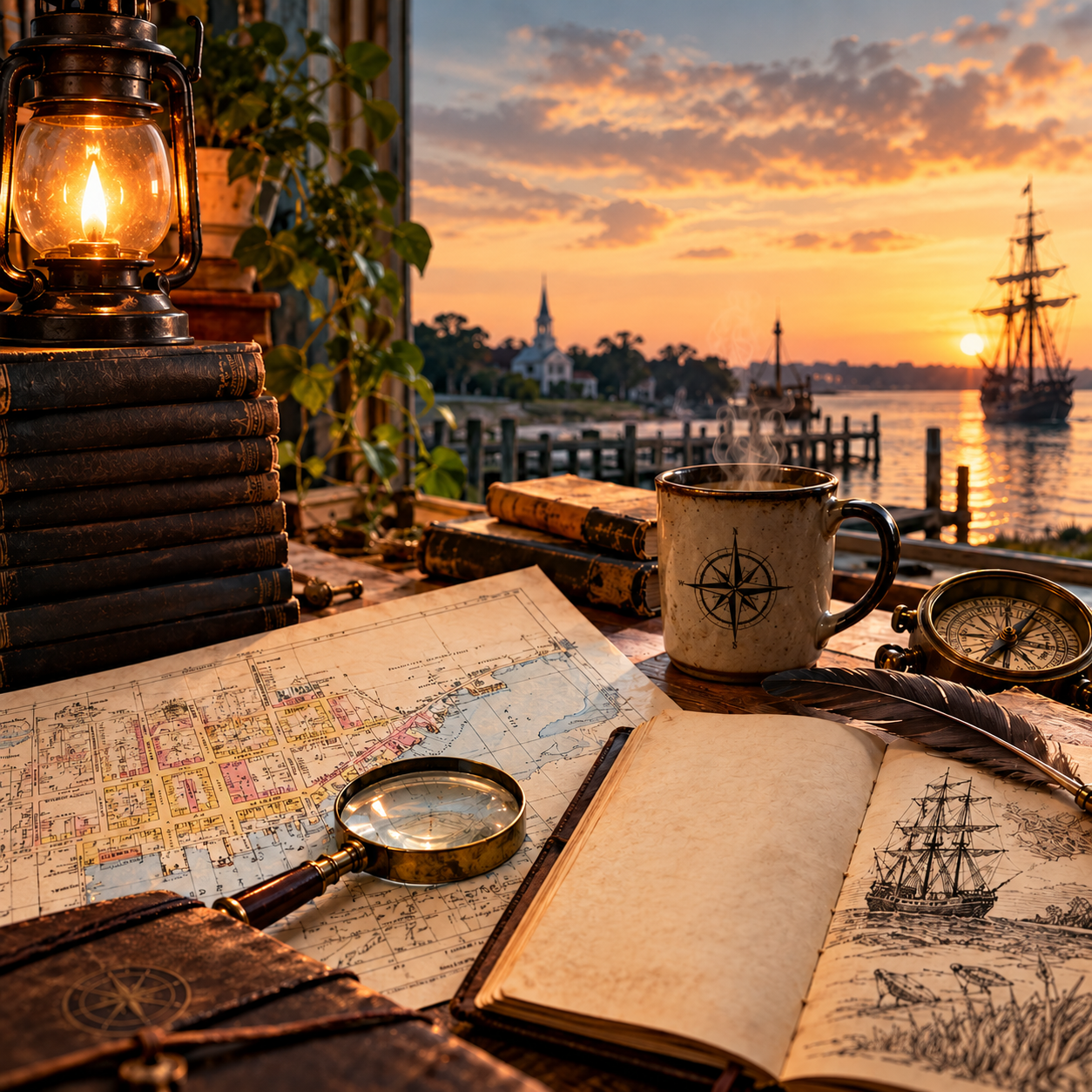 An emerging research journey through historical maps, archaeology, genealogy, place, and story begins in Beaufort, North Carolina, with an unexpected thread leading to Blackbeard.
