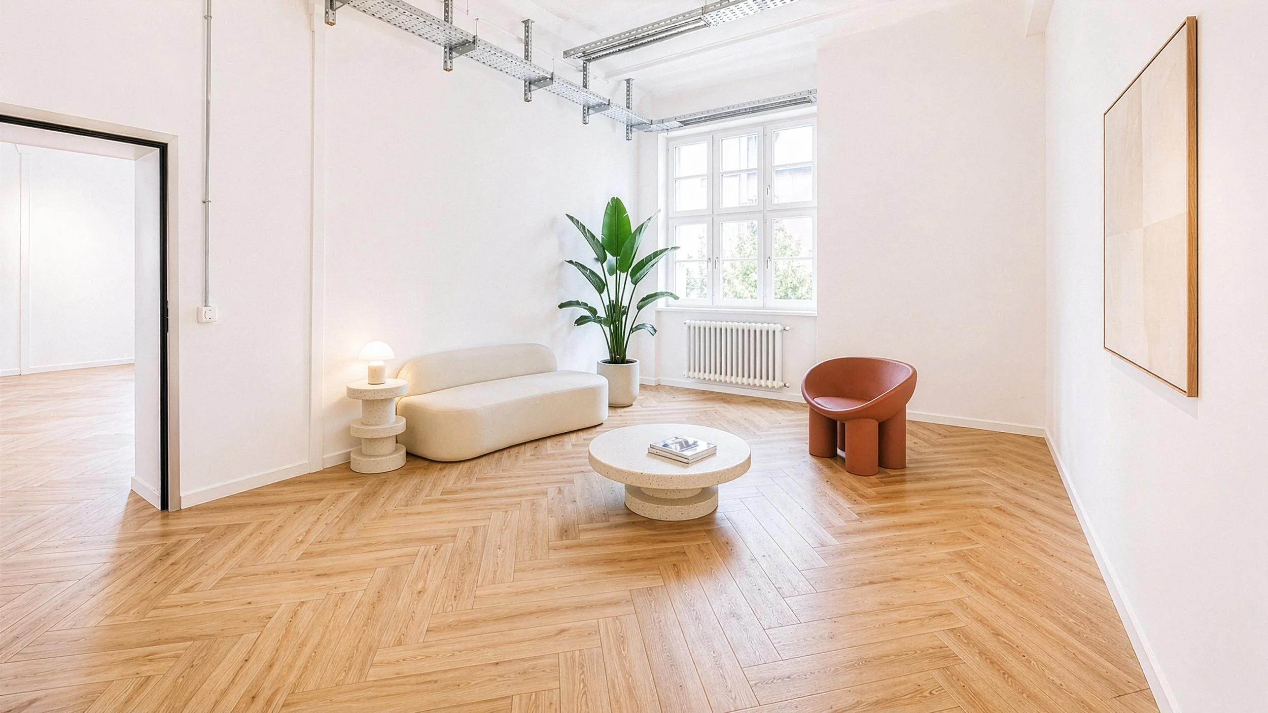 Kompaktes 25 m² Tageslichtstudio in München, Studio 3 bei Lumo Studios mit Lounge Sitzbereich