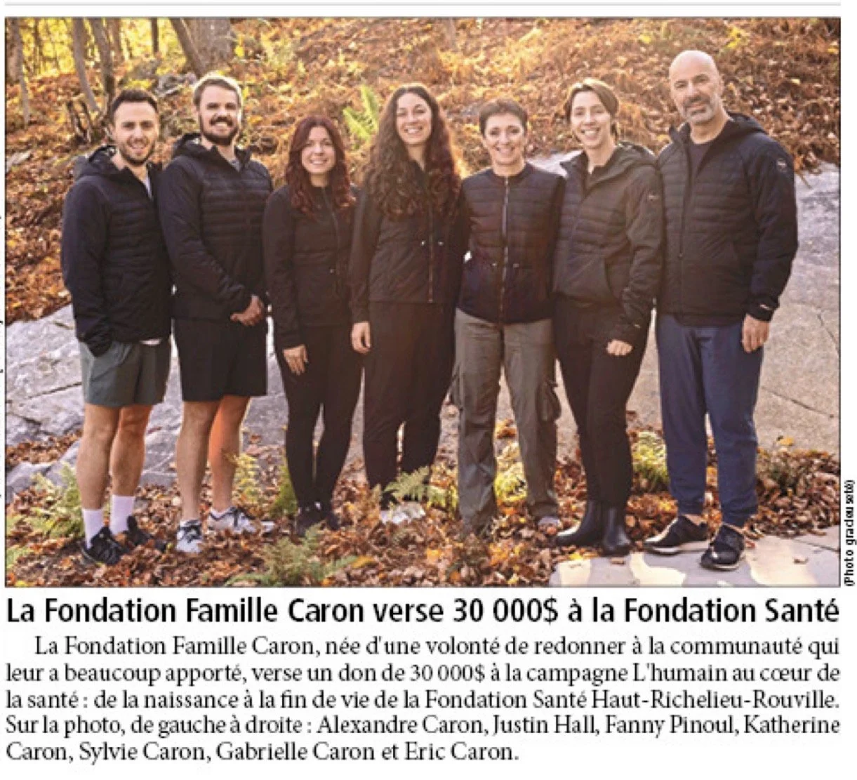 La Fondation Famille Caron vers 30 000 $ à la Fondation Santé