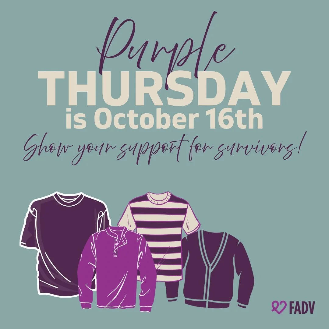 We hope you love purple as much as we do! Show your support for survivors by wearing purple TODAY for #purplethursday 💜