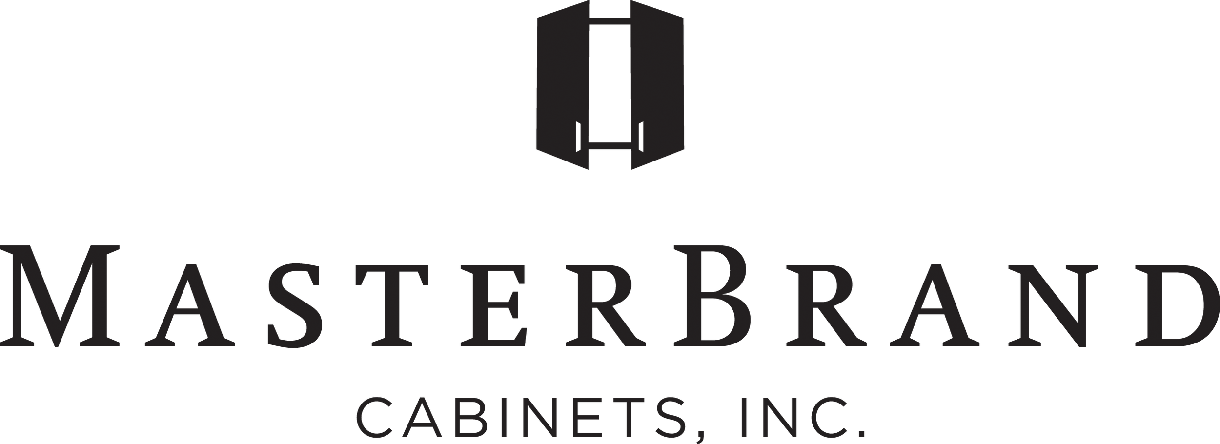 Masterbrand Cabinets Inc. logo featuring a stylized cabinet and the company name in bold black lettering.