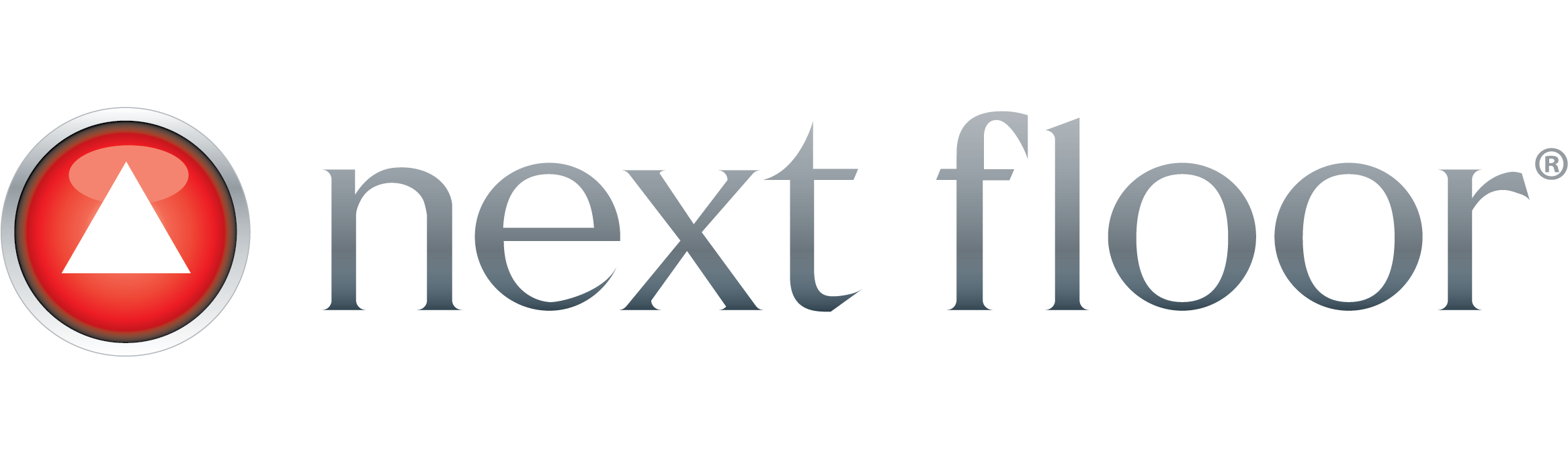 NextFloor logo with a red circular icon containing a white upward arrow and the text 'nextfloor' in gray.