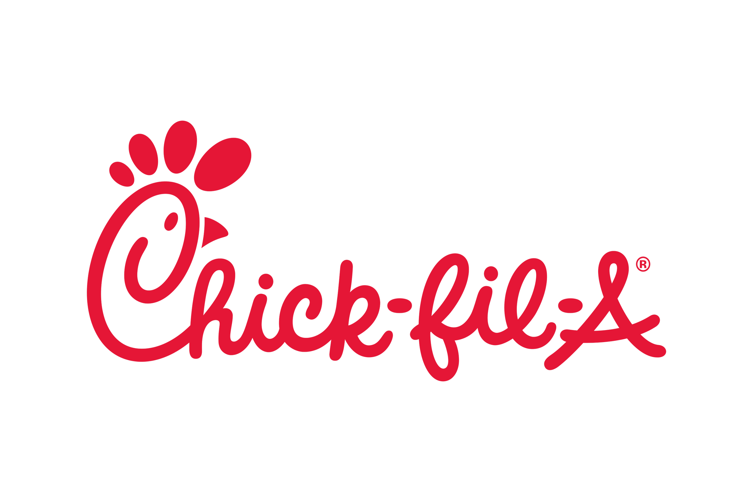 Chick-fil-A logo in red with a stylized chicken head and the brand name in cursive.