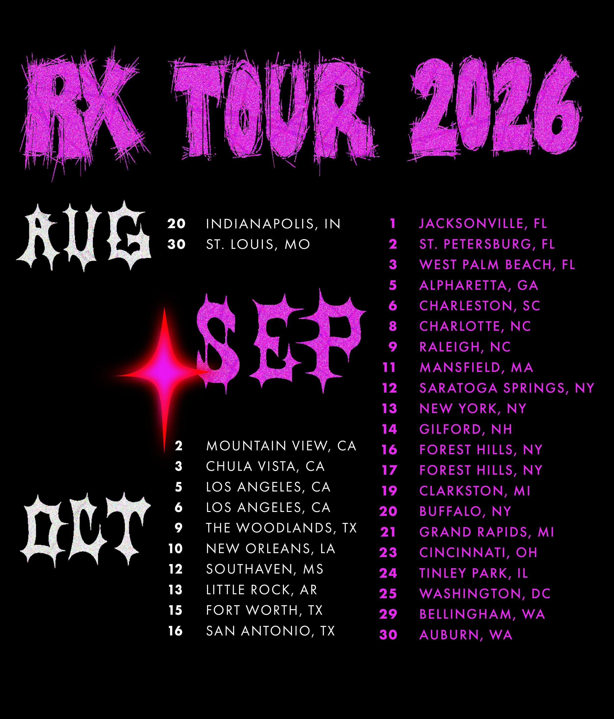 RICO NASTY RX Tour - Shirt Back - August 2026