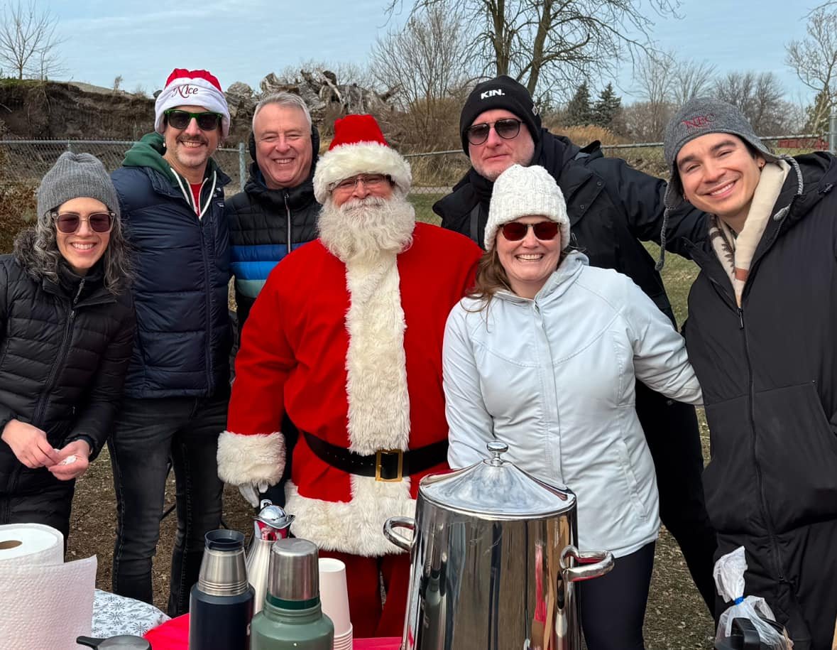 BCO board members with Santa Claus outside in at the winter social