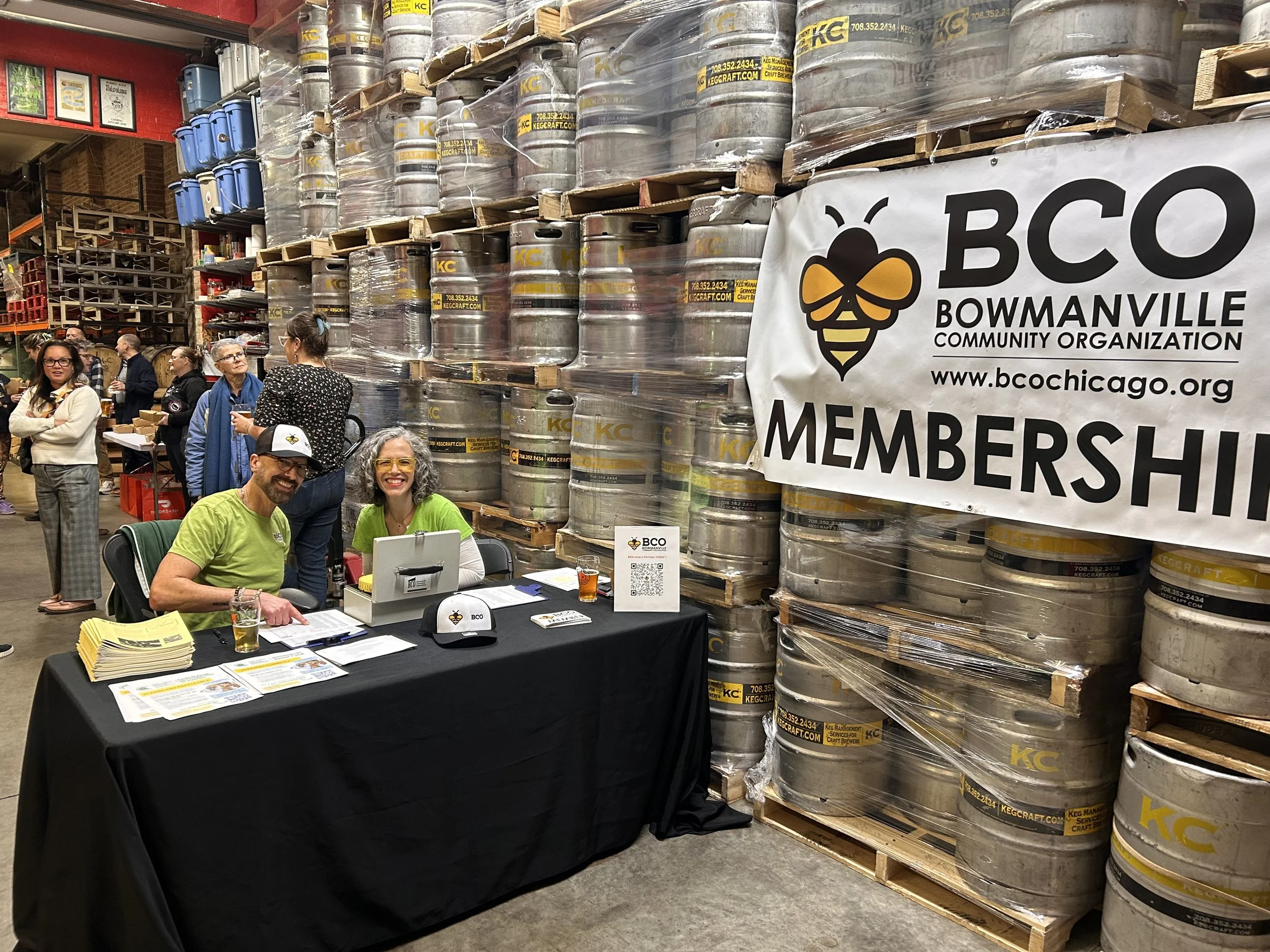 Two BCO board members at the membership table at Spiteful Brewing
