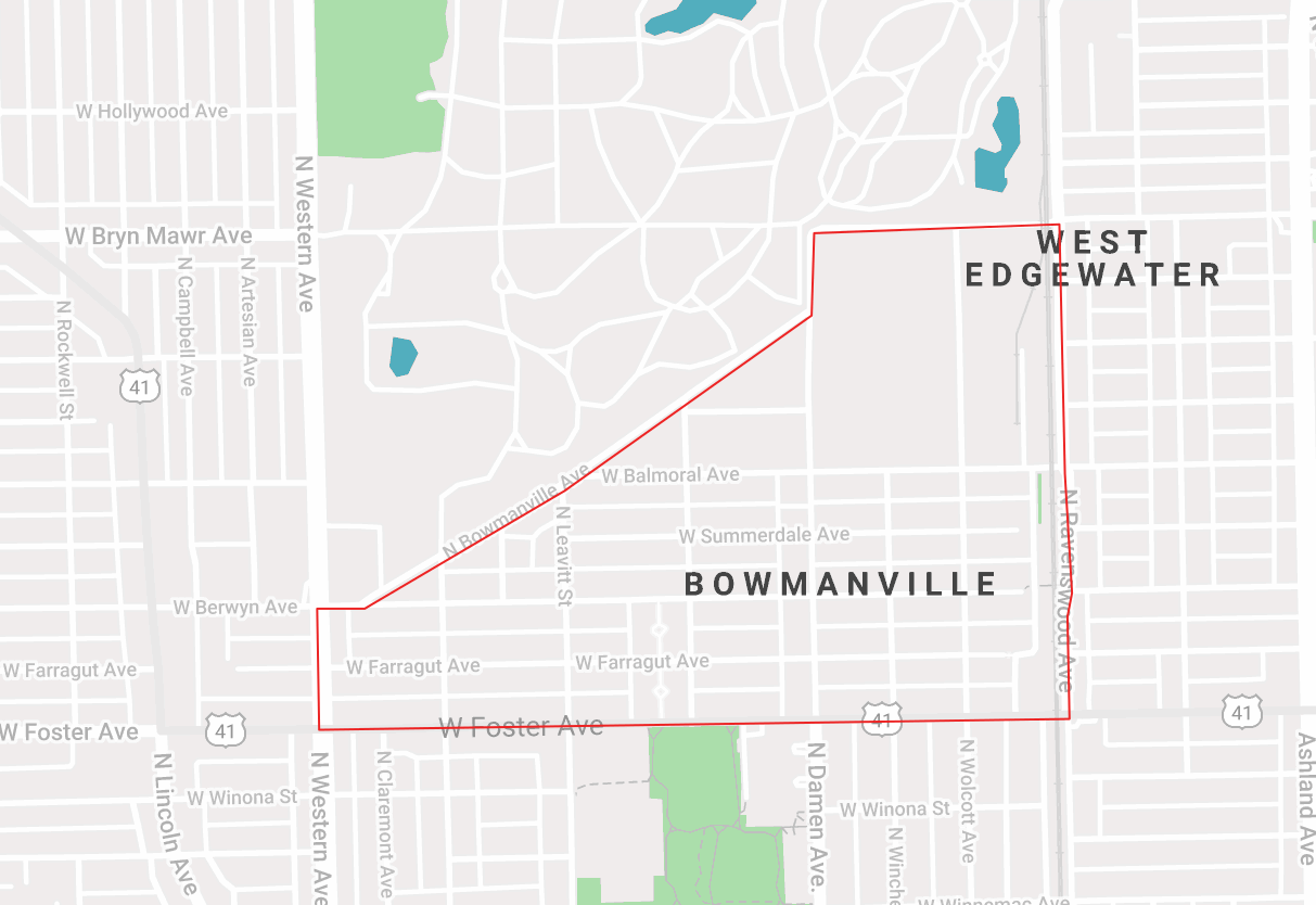 Map of the outline of Bowmanville.