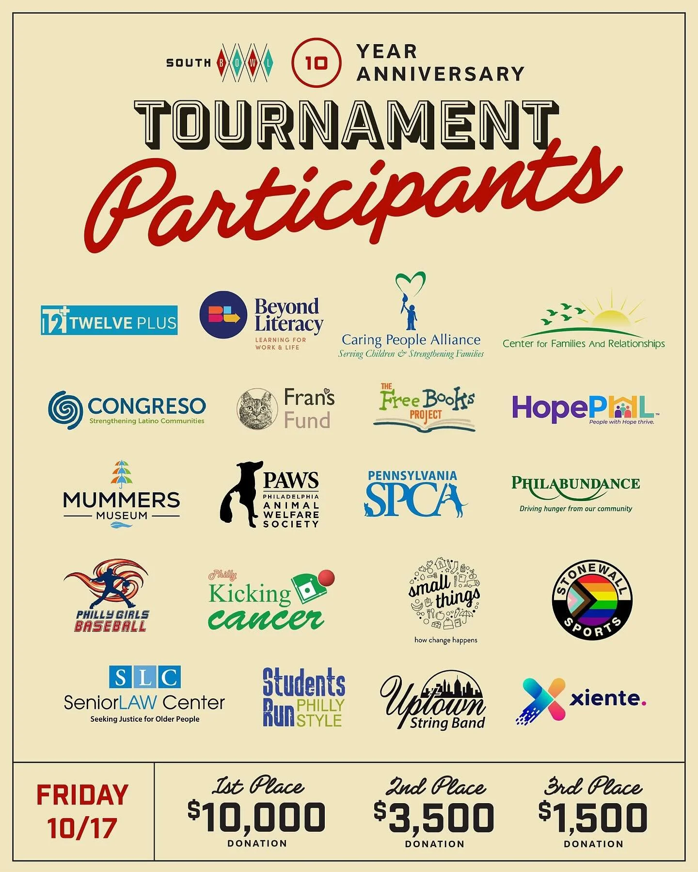 Wish us luck as we compete in @southbowlphilly&rsquo;s 10 Year Anniversary Tournament tonight! 🎳 We&rsquo;re so thankful for the opportunity to participate alongside such wonderful organizations 🙏

#TheFreeBooksProject