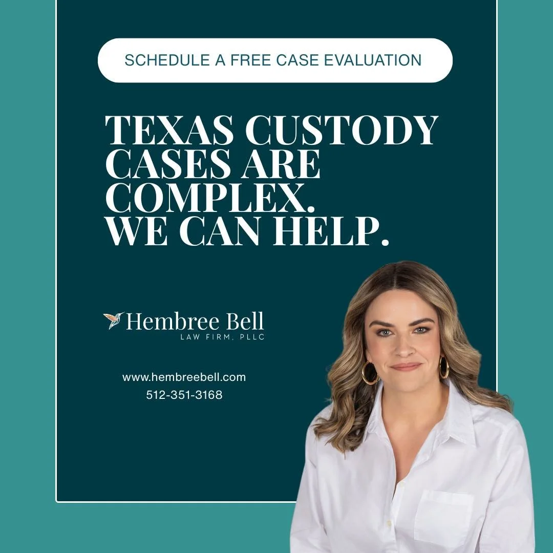 From possession schedules to court hearings, custody cases involve a lot of moving parts. Having the right attorney in your corner can make all the difference.

At Hembree Bell Law Firm, we help Texas parents navigate every step with clarity and a cl