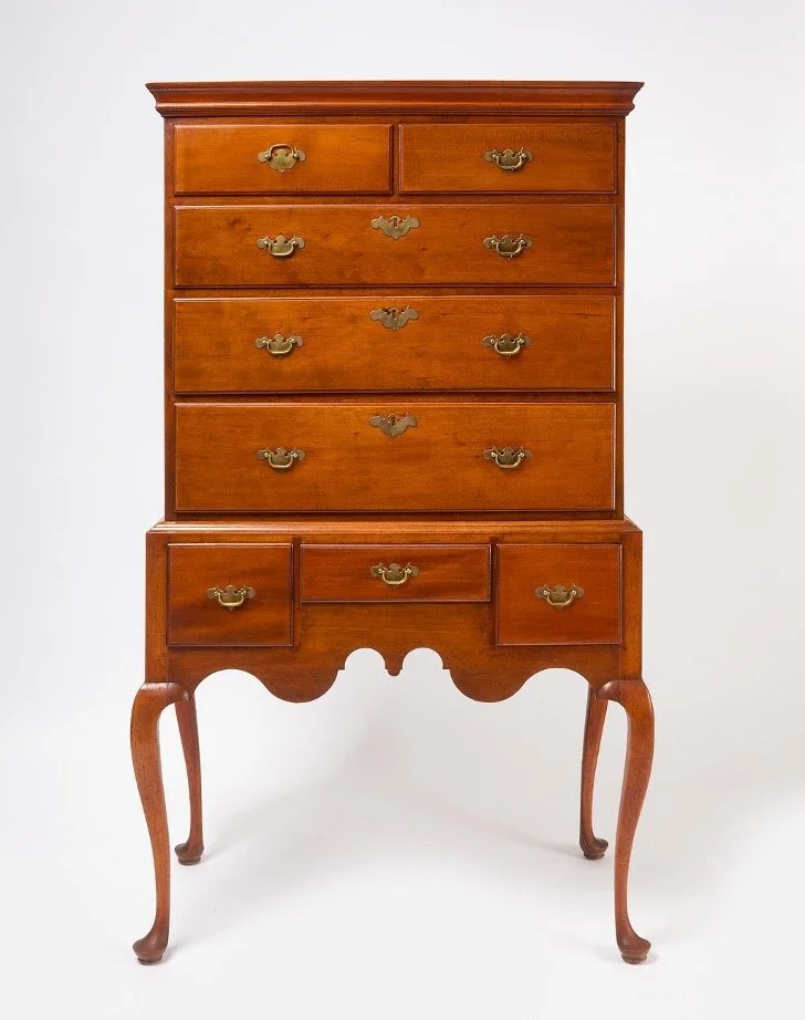 Queen Anne Flat Top Highboy Front View