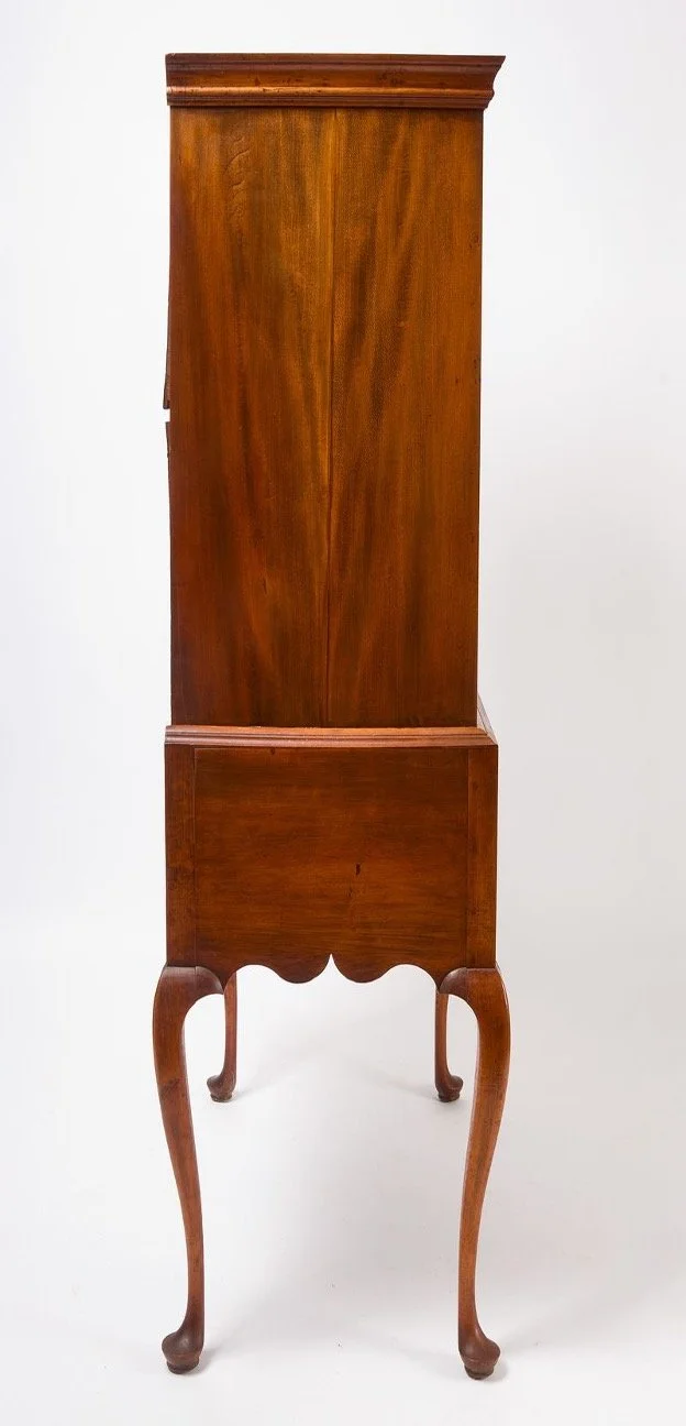 Queen Anne Flat Top Highboy left side view