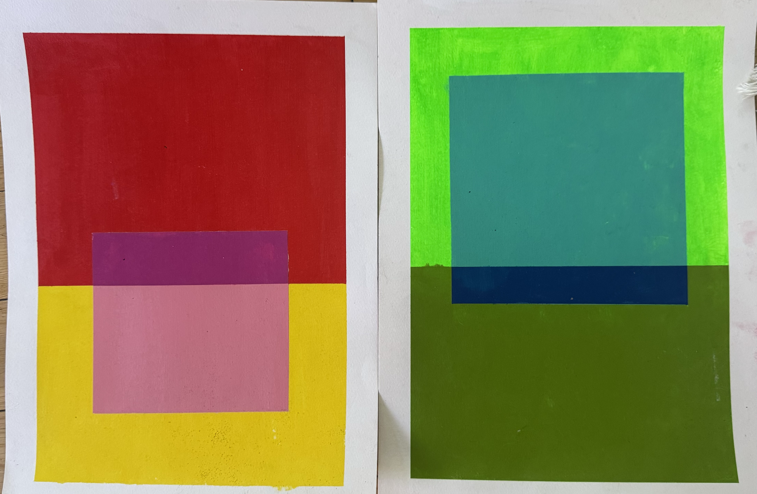 Testing 1+2, Acrylic on Paper, 15x11 each, $475 each