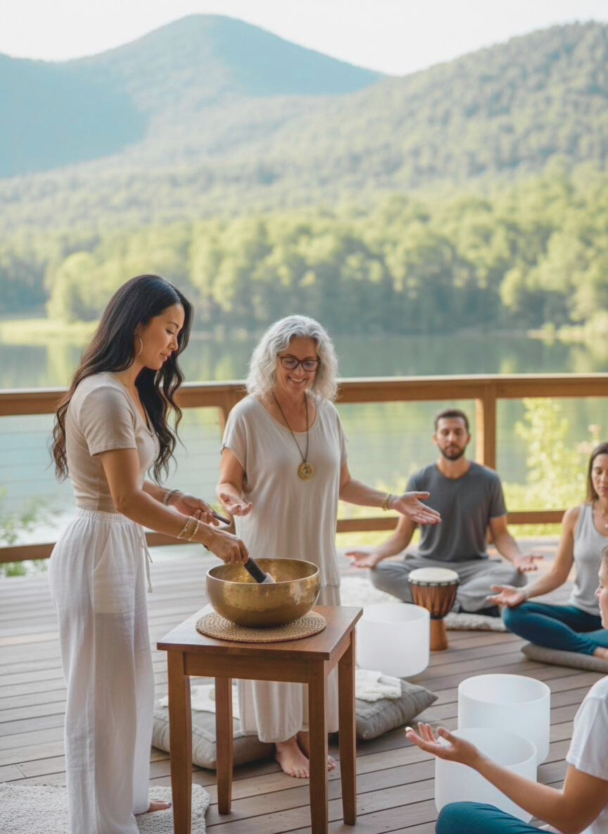 Meditation leaders at a wellness retreat