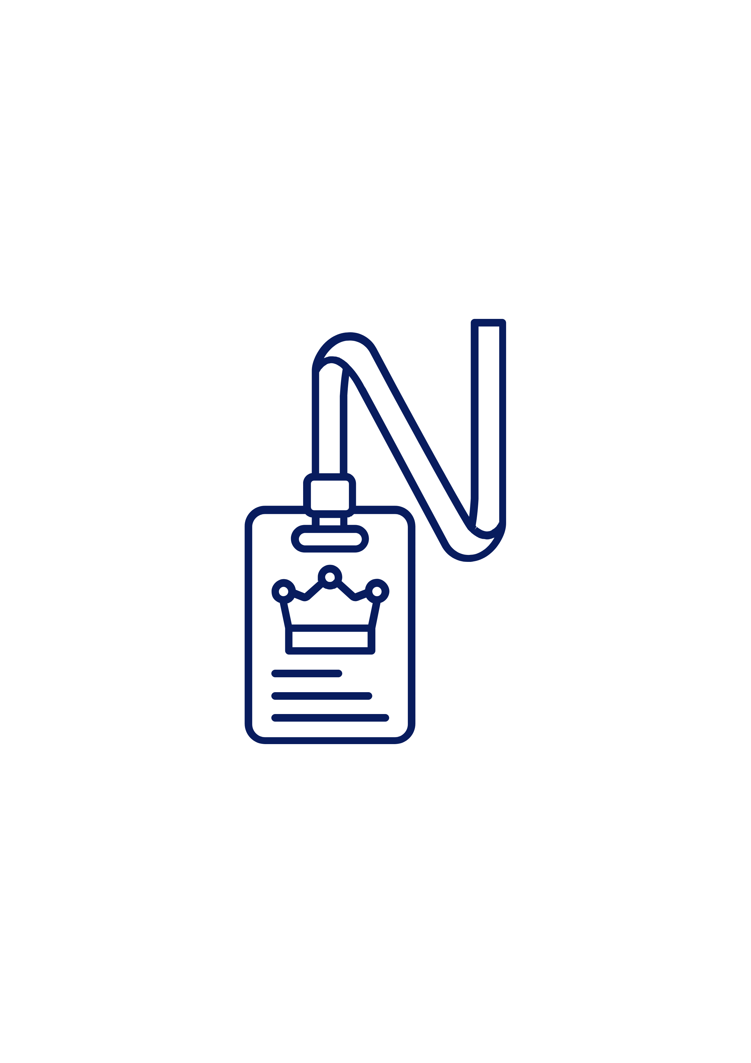 Outline of a hotel room key card with a neon style, featuring a crown symbol and some lines of text.