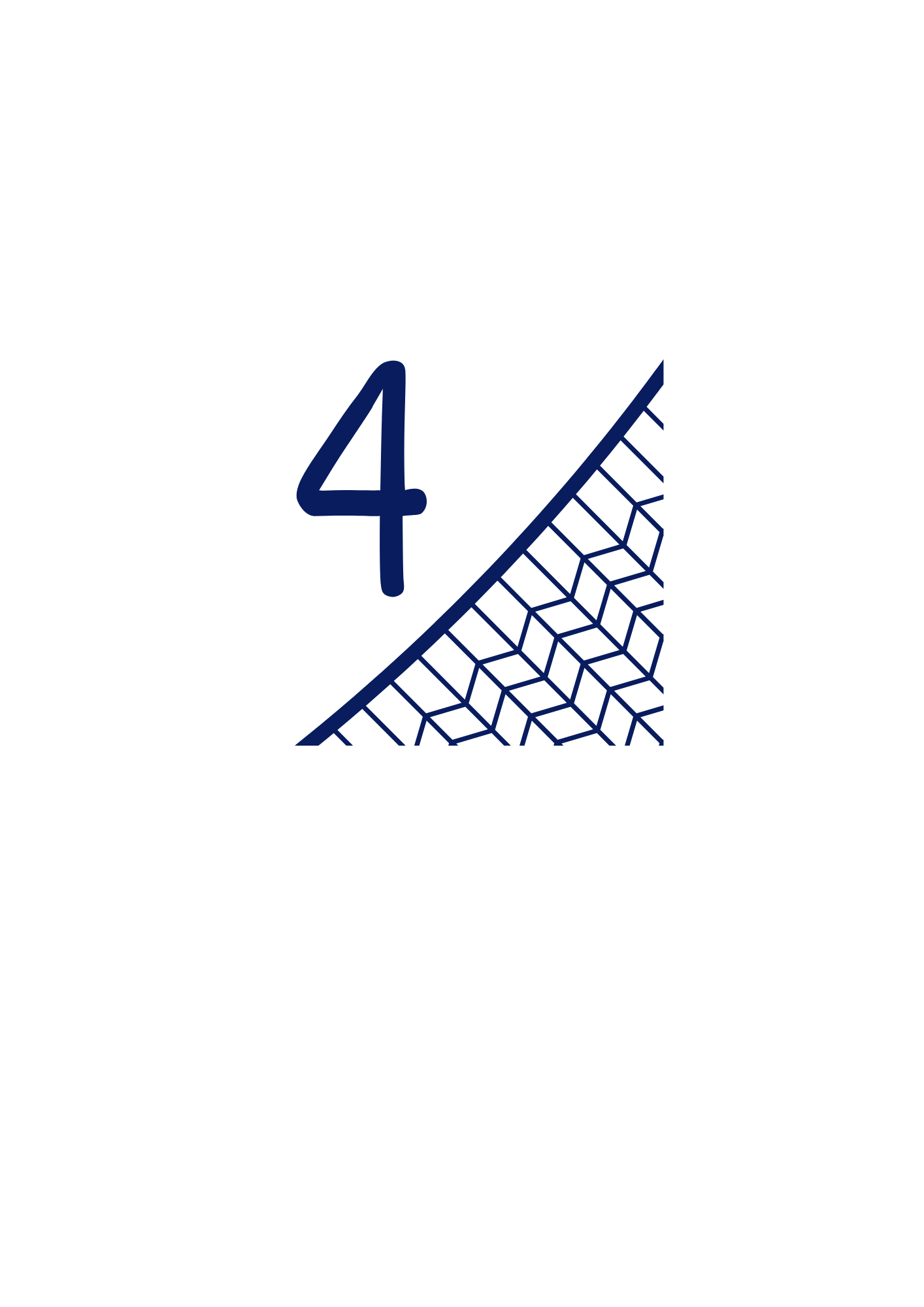 A graph with a large number 4, showing an upward-sloping line and a grid pattern, likely representing data or growth.