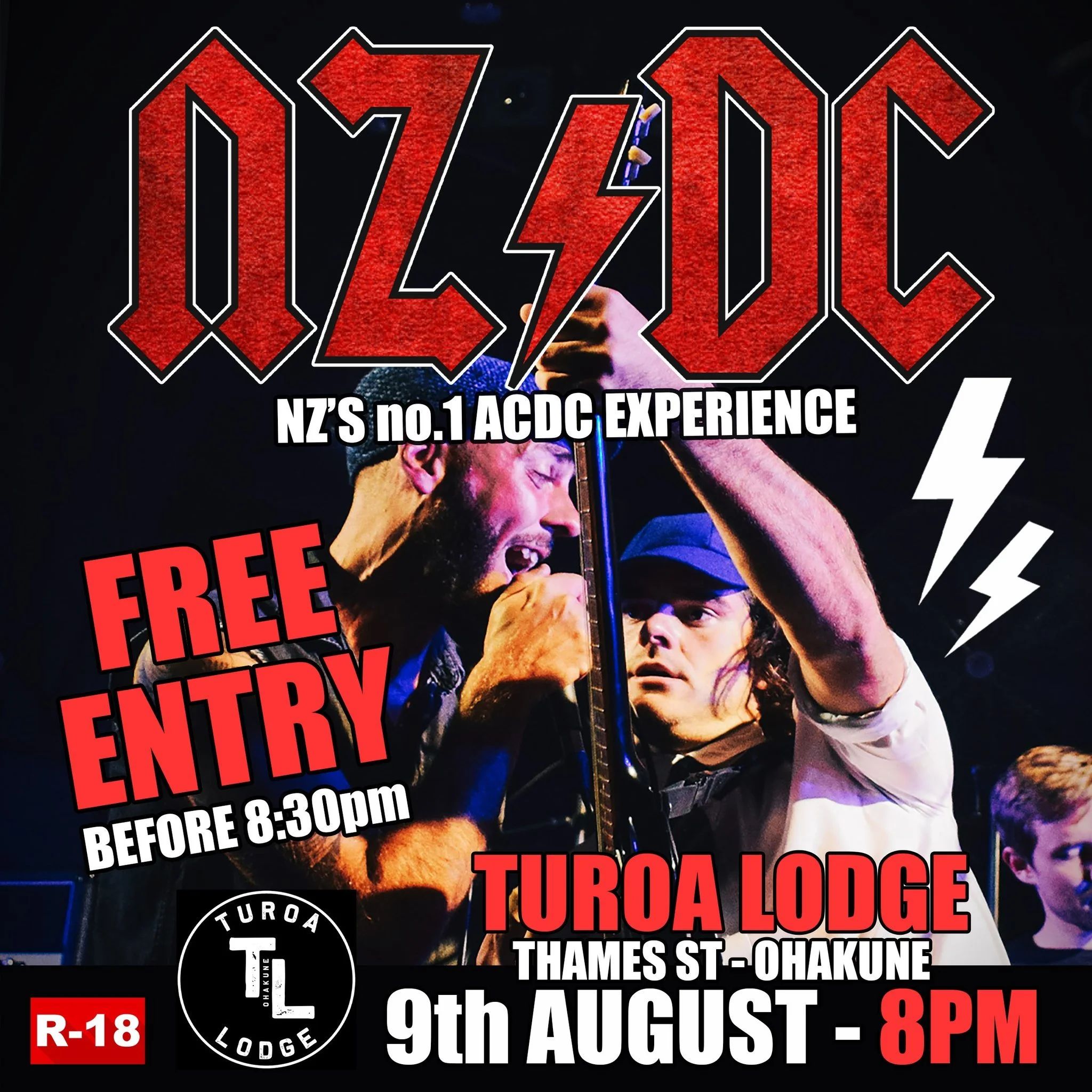 🎶 NZDC Live at Turoa Lodge &ndash; Tomorrow Night! 🎶
@nzdctribute

🕗 Doors open from 8PM
💥 Free entry before 8:30PM
🔞 R18 &ndash; bring ID
