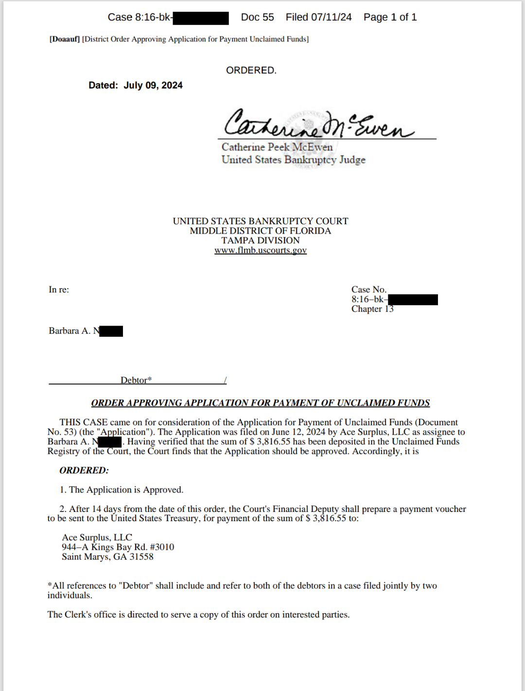 Barbara N. (FL) - $3,816.55 Recovered