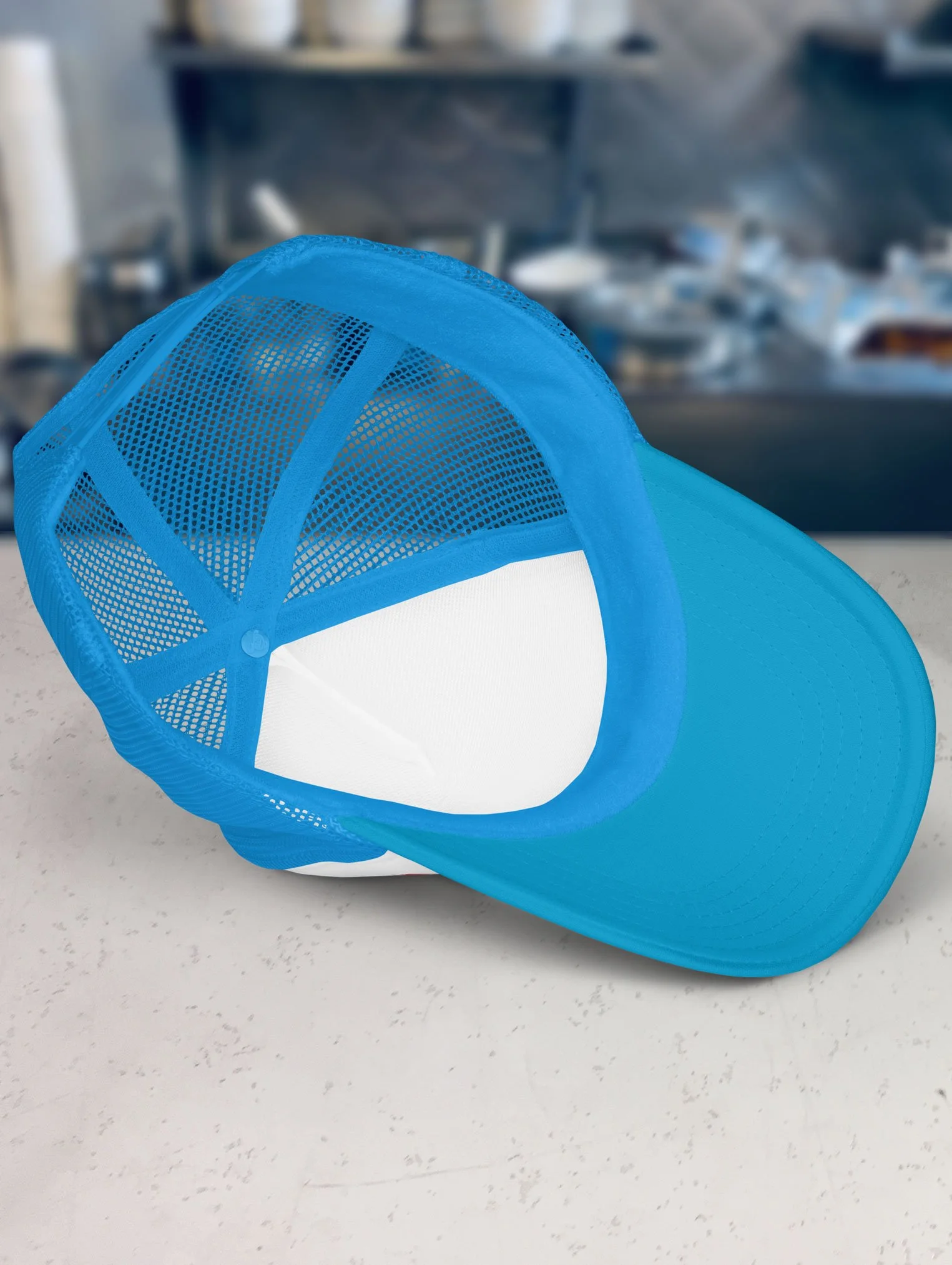 b-and-h-dairy_no-guns-no-phones_trucker-hat_blue-and-white_underside.jpg
