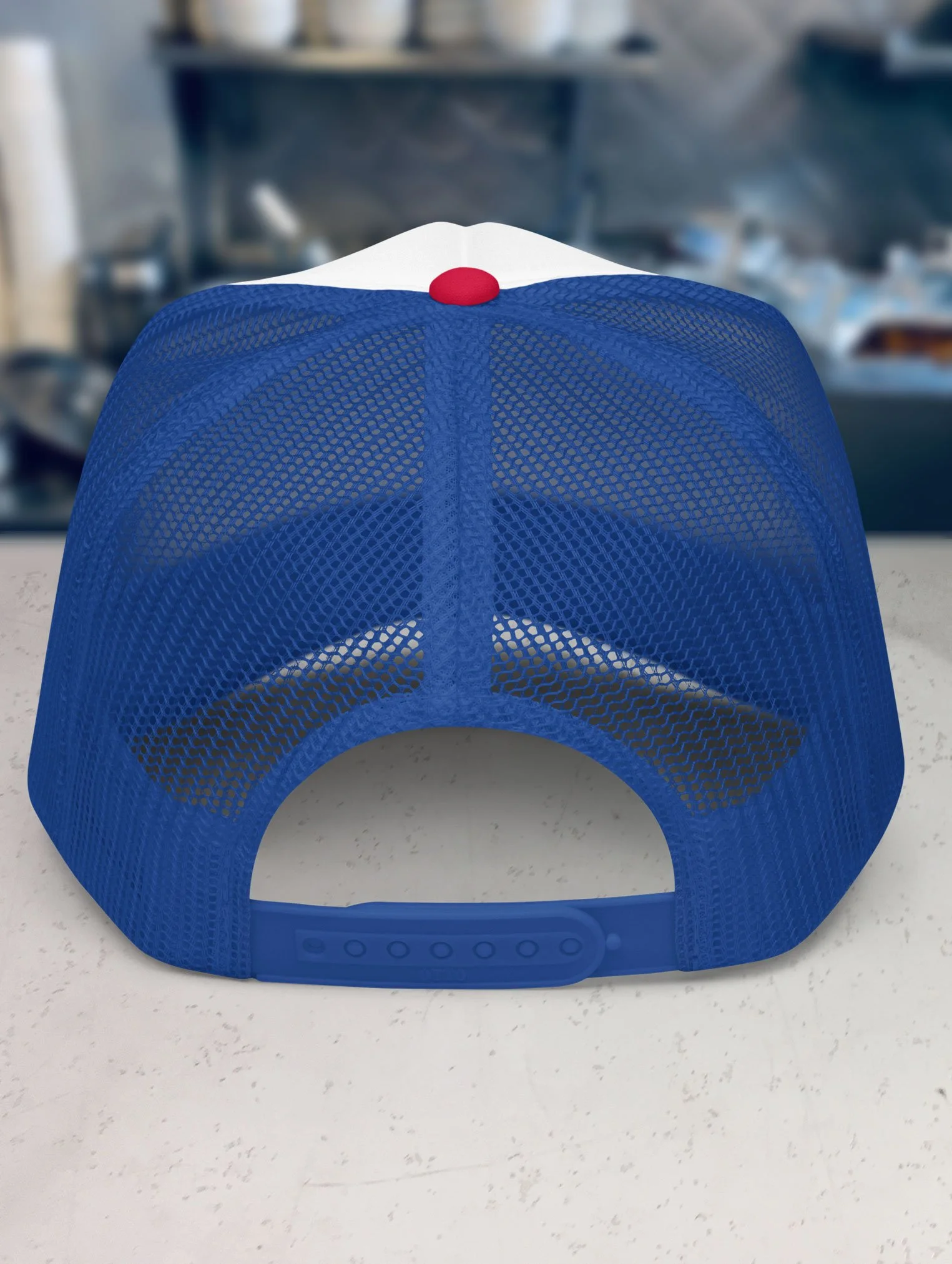 b-and-h-dairy_no-guns-no-phones_trucker-hat_red-white-blue_back.jpg
