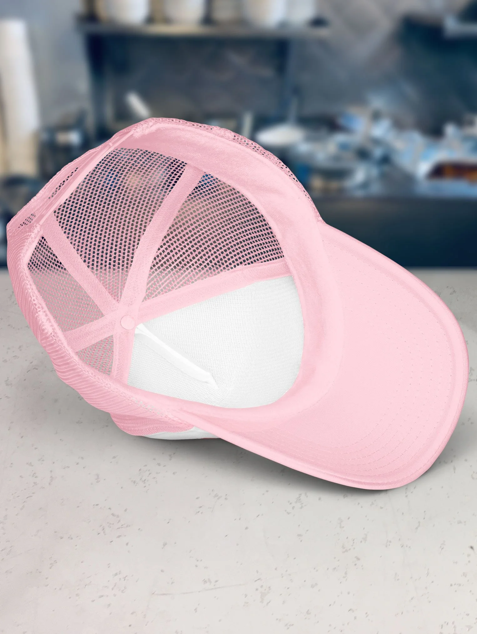 b-and-h-dairy_no-guns-no-phones_trucker-hat_light-pink-and-white_underside.jpg