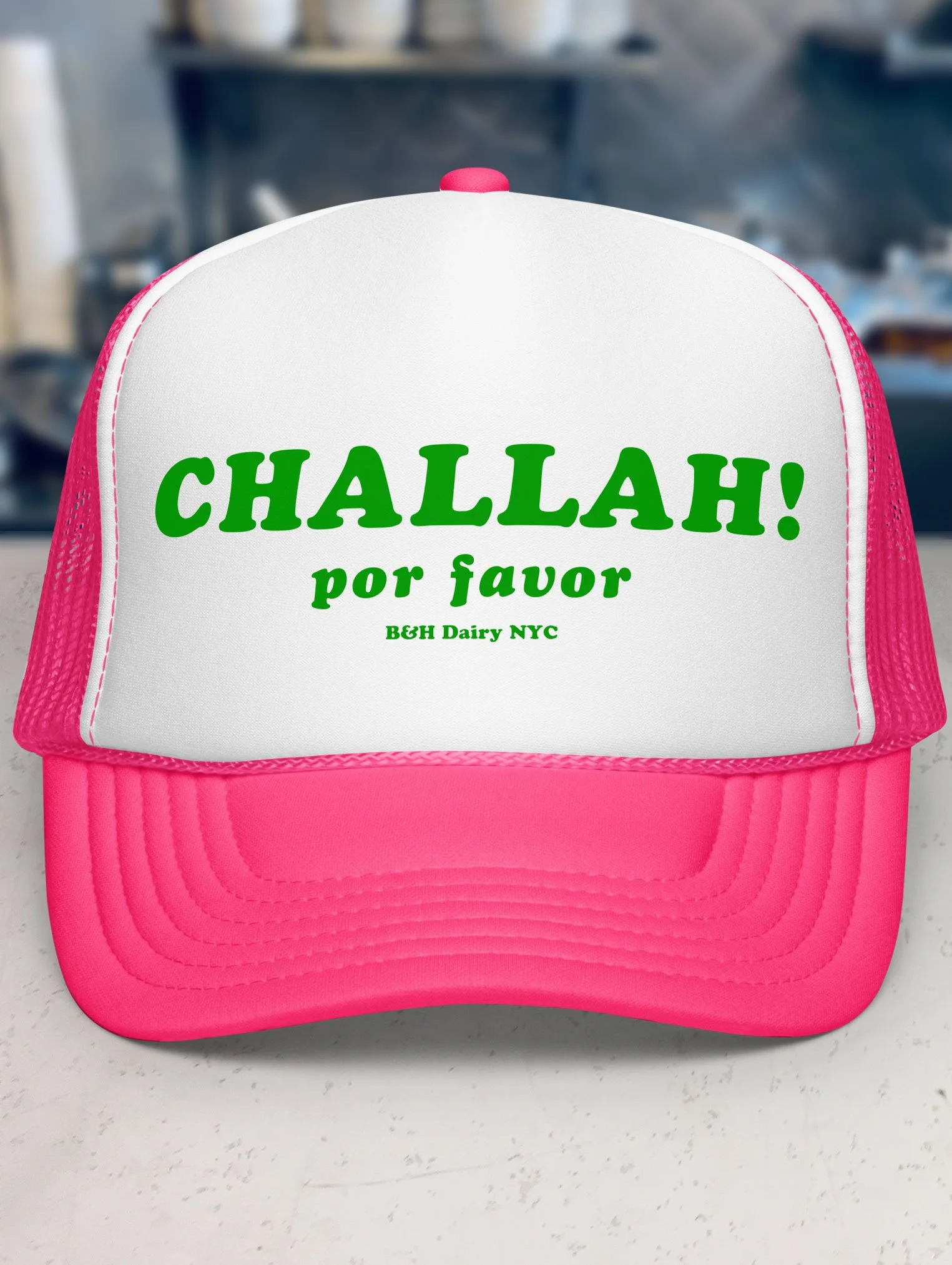 b-and-h-dairy_challah-por-favor_trucker-hat+hot-pink-and-white_front.jpg