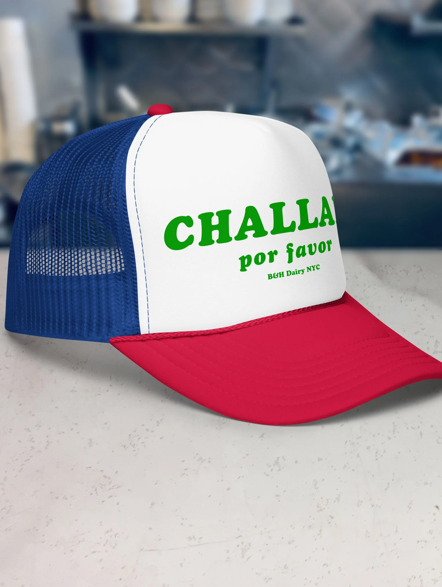 b-and-h-dairy_challah-por-favor_trucker-hat_red-white-blue_side.jpg