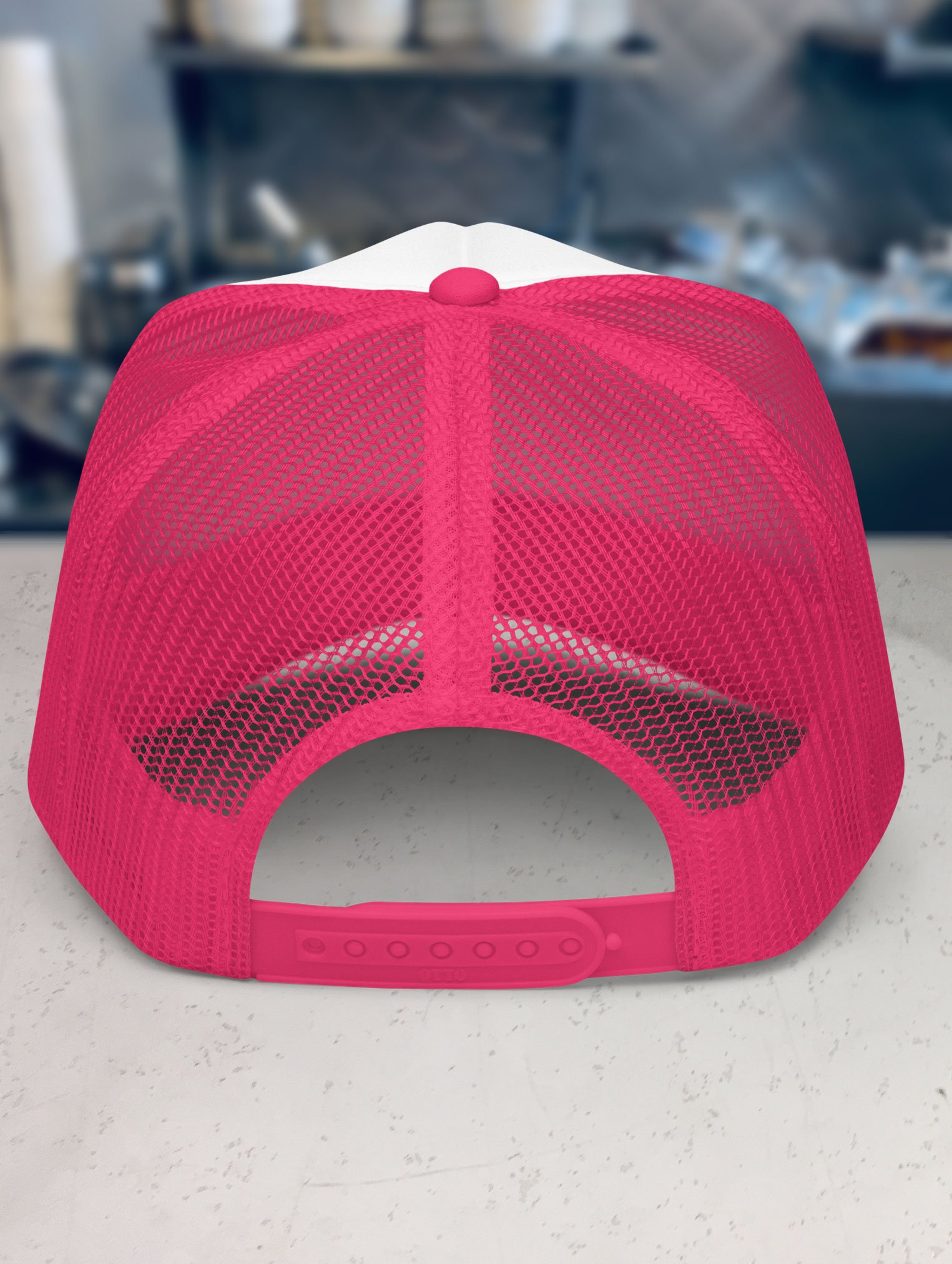 b-and-h-dairy_no-guns-no-phones_trucker-hat_hot-pink-and-white_back.jpg